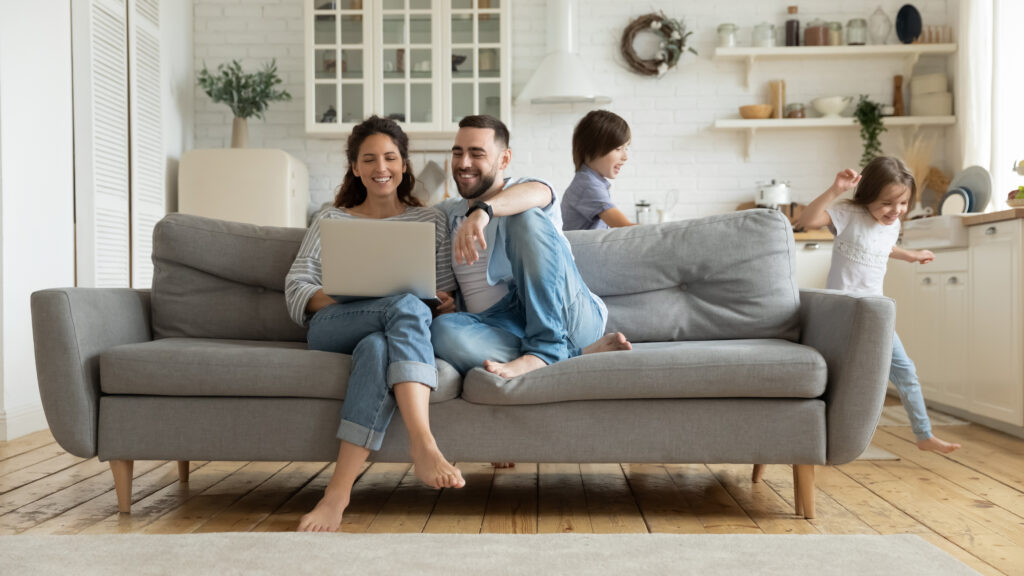 Couple looking at expert advisers to help with protection advice