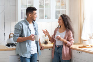 Couple discussing mortgage rates