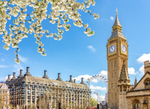 Big Ben tower in spring, London, UK